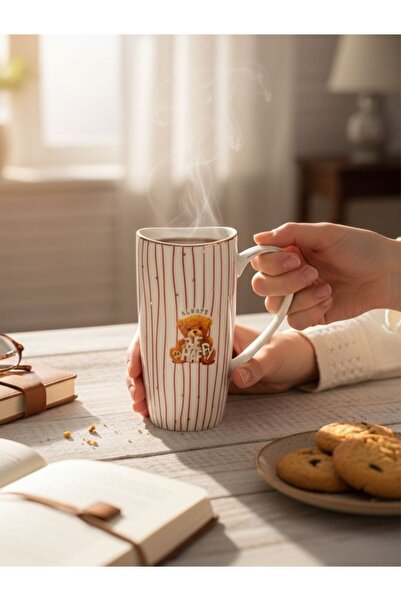 Onedekor Tekli Bear Porselen Kupa Kırmızı - 500 ml