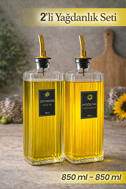 naturelove 2'li Felice Cam Yağdanlık - Sızdırmaz Metal Kapak Ayçiçek Zeytinya...