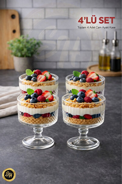 Snow Homs 4 Adet Magnolia kase Tatlı Kasesi Dondurmalık Ayaklı Çok Amaçlı Sun...