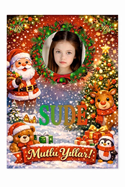 emrestore Kişiye Özel Yılbaşı Afişi Yeni Yıl Temalı Çocuk Odası Doğum Günü Po...