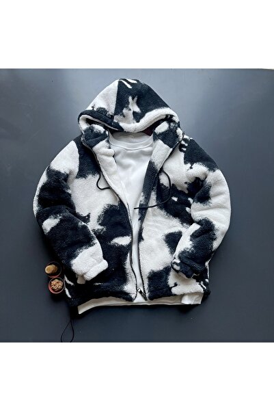 giyimadam16 Oversized - Hooded Plush Cardigan Men's Fleece