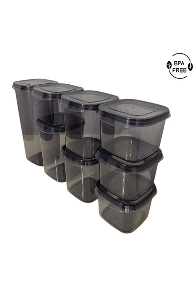 ViZKA 8-Piece Square Food Storage Container Set, Organizing Box with Hard Lid
