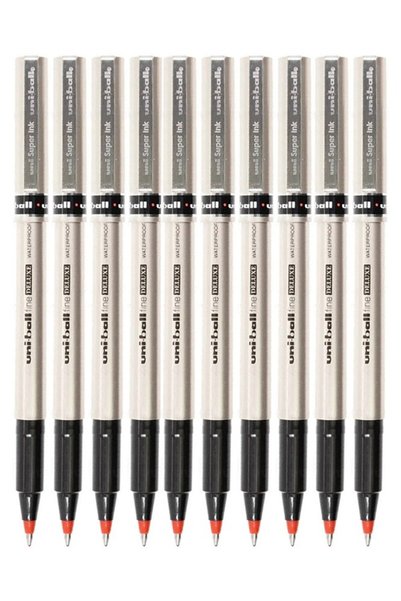 Artlantis Kırmızı Pilot Kalem UB-177 Fine Deluxe 10 Adet Uniball Pilot Kalem 0.5 mm Roller Uçlu Pilot Kalem İn