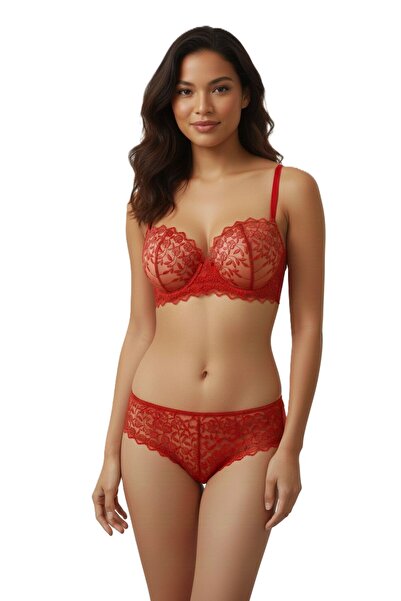 Donnita حمالة صدر مبطنة باللون الأحمر ومزودة بدعم للرفع