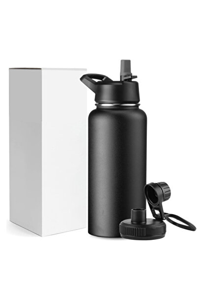 Generic Insulated Stainless Steel Water Bottle with 3 Lids â€“ 21cm Height, 750ml Capacity