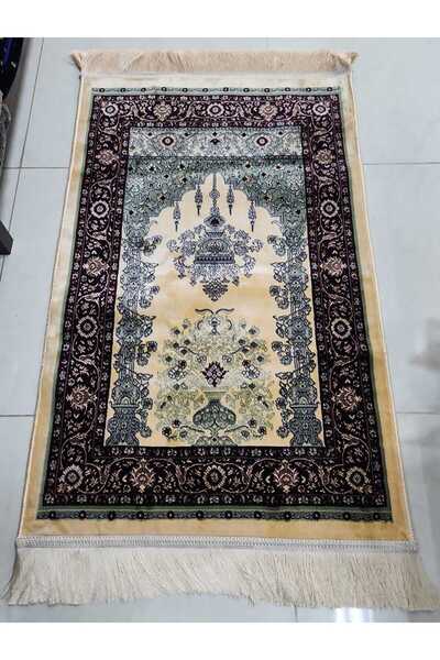 FABRIC زهرية سفلية ومحراب أخضر على خلفية سُكرية، مقاس 70*110 سم، هادئة وراقية.