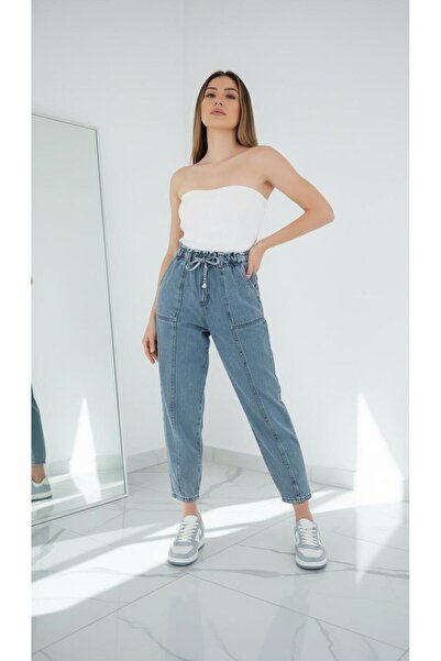 geenz manifacture Γυναικείο παντελόνι από 100% βαμβάκι με λεπτομέρεια ραφής και τσέπες μέχρι τον αστράγαλο