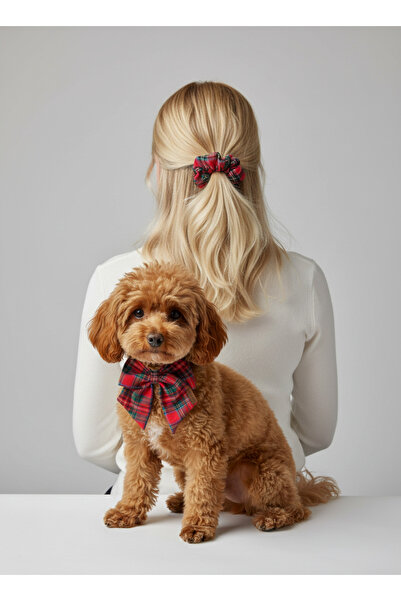 Patiset Red Plaid Women's Hair Clip – Scottish Fabric for Mother/Paw Combination