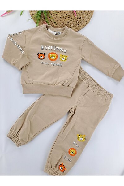 Butik طقم بدلة رياضية للأولاد مكون من قطعتين 2 Thread Sha مبطن بالصوف çi فليس...