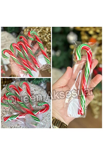 QUEEN AKSESUAR Luxury 5Pcs Thick Large Size Red Green White Cane Candy Set Christmas New Year Candy Candy