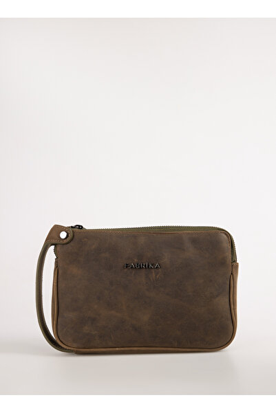 Fabrika FrkÇt 004 Deri Haki Haki Erkek Deri El Çantası