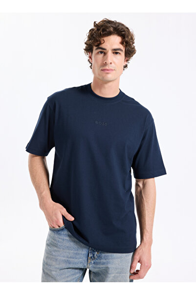 BOSS Bisiklet Yaka Lacivert Erkek T-Shirt Te_Aviator