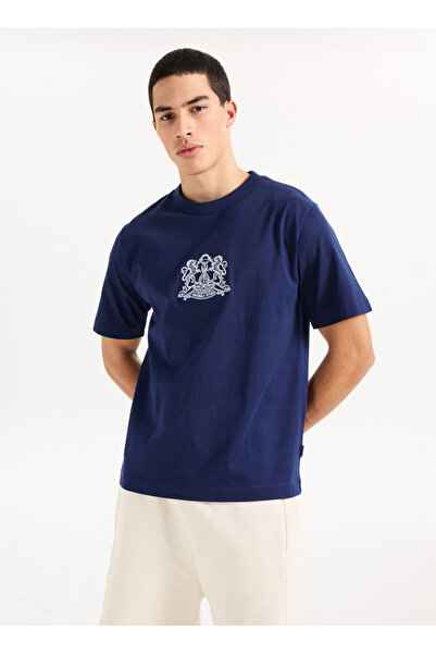 Jack & Jones Bisiklet Yaka Mavi Erkek T-Shirt 12283763_JORCAMBRIDGE EMB TEE S...