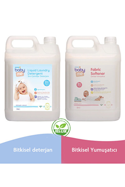 Doğal Sıvı Bebek Çamaşır Deterjanı 5000 ml, Doğal Çamaşır Yumuşatıcı 5000 Ml Set