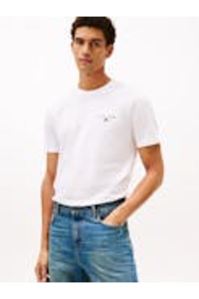 Tommy Hilfiger Erkek %100 Pamuklu Normal Kalıp Yuvarlak Yakalı Kısa Kollu Bey...