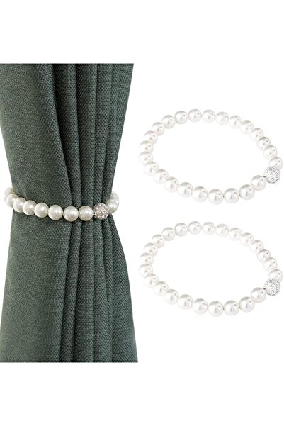 Arabest 2Pcs Magnetic Curtain Fasteners,Strong Magnetic Pearl Beaded Curtain Spacer,Cord Decorative Curtains