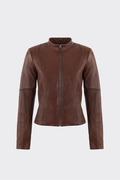 Elle Shoes Kahve Deri Kadın Ceket