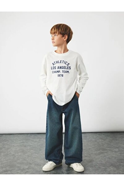 Koton Pantaloni din denim cu picioare largi din bumbac - Blugi largi