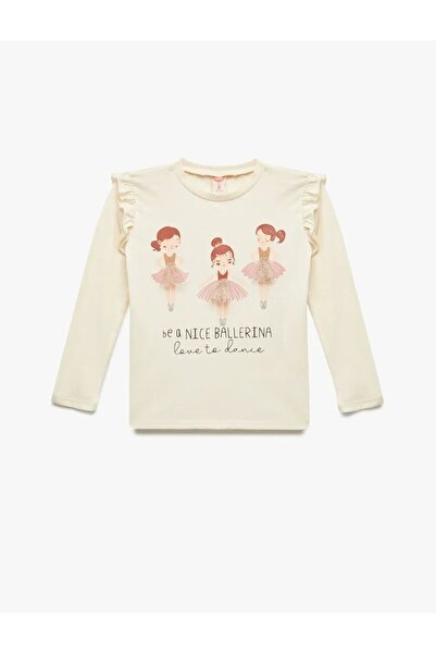 Koton Tricou din bumbac cu mânecă lungă cu imprimeu balerină