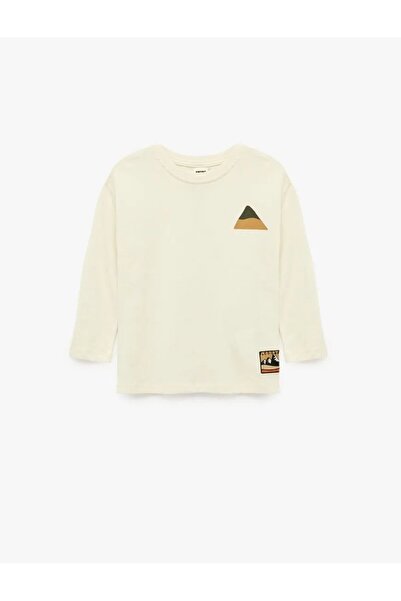 Koton Tricou cu mânecă lungă din bumbac cu decolteu și imprimat