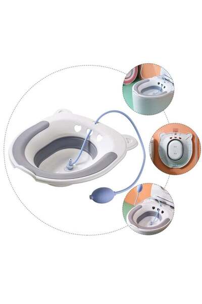 fulina Sitz Bath for Postpartum Care,Sitz Bath for Hemorrhoids with Flusher,Fits Universal Toilet,Gray