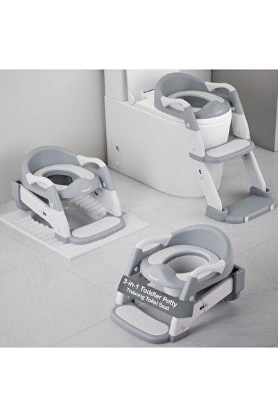 fulina مقعد تدريب الأطفال الصغار على استخدام المرحاض 3 في 1 (مع سلم)، قابل للطي مع 5 مستويات لضبط الارتفاع، مانع للانزلاق