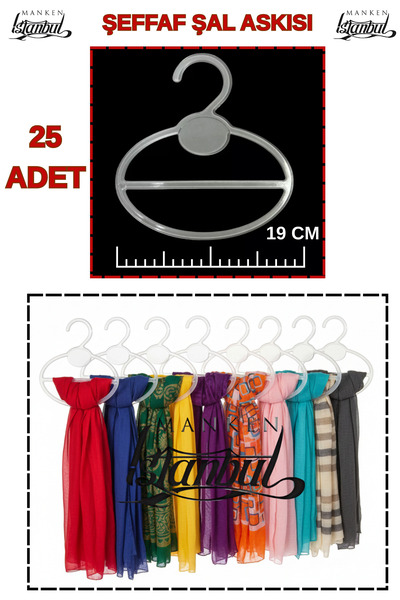 Manken İstanbul 200 штук (19 см) прозорих кришталевих вішалок для шарфів – дл...