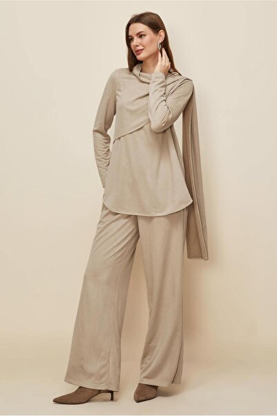 Alvina Accessory Buttoned Suit with Pants 46066