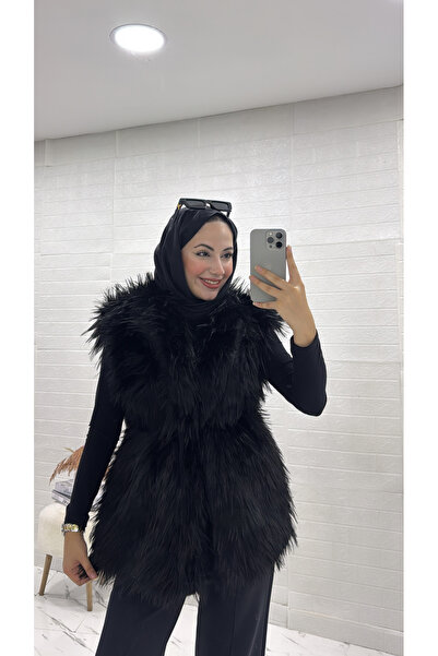 İlaydaalgül ASTARLI SİYAH KÜRK YELEK