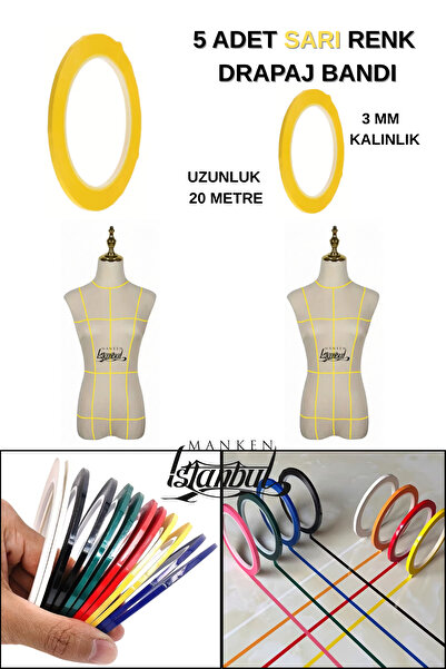 Manken İstanbul 5 Adet Sarı Renk Dayanıklı Drapaj Bandı – Prova ve Tasarımda ...