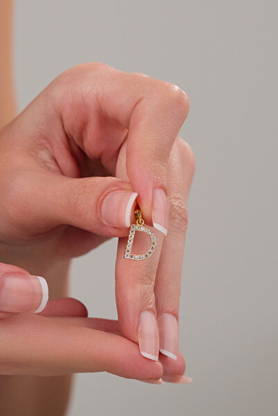 Zeynepli gold & jewelry 14 AYAR ALTIN TAŞLI D HARFİ KOLYE UCU