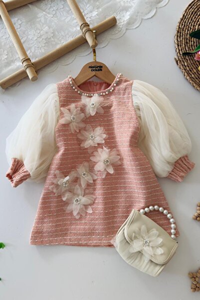 Minigimin Cicileri Φόρεμα για κορίτσια με λουλουδάτο απλικέ με λεπτομέρεια με...