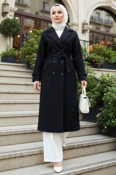 N.S NEVA STYLE Buttoned Black Hijab Cap 62441S