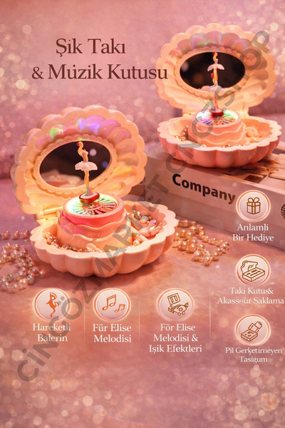 CNGZSHOP Hareketli Balerinli Deniz Kabuğu Takı ve Müzik Kutusu Für Elise Melo...
