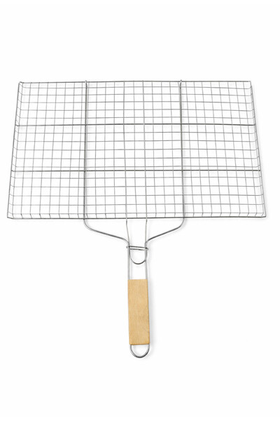 İrizler Ticaret Büyük Boy Kafesli Tel Izgara Ahşap Saplı (30*50 cm )