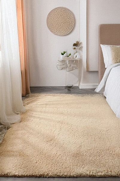 Beige Post Plush Rug Soft Textured Anti-Slip Dot Base Washable Woven Runner Living Room Kitchen