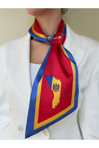 ElevaGlam Romania Flag Patterned Tie Scarf