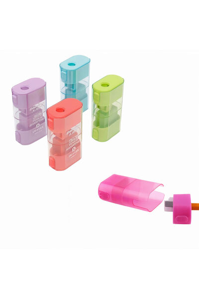JML1 Sharpener 6cm with Integrated Eraser 24/set, Side Buttons for Quick Cleaning Different Colors Wholes