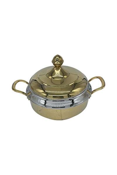 Generic Indian stainless steel food container with gold finish, 3.5 liter capacity