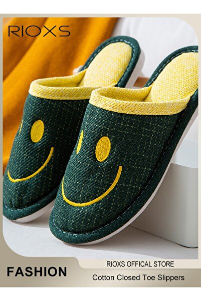 RIOXS Unisex Smile Face Cozy House Slippers, Warm Comfortable Smile Cotton Cl...