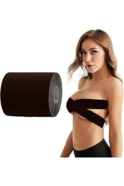 Margoun Breast Lift Tape Width 10 Cm Boob Tape 5 Meters Women's Stick-on Bra Nipple Cover-Dark Brown