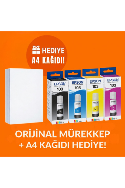EPSON 103 L5290,l3266,l3260,l3256,l3251,l3250,l3211 4 Renk Mürekkep Takımı 65ml