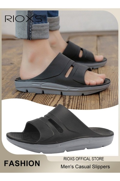 RIOXS Men's U-shaped Slippers, Casual Sport Slides Slippers for Male, Thick C...