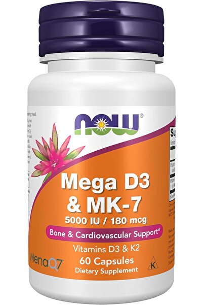 Now Foods مكملات غذائية، ميجا دي-3 وإم كي-7 مع فيتامينات دي-3 وكيه-2، 5000 وح...