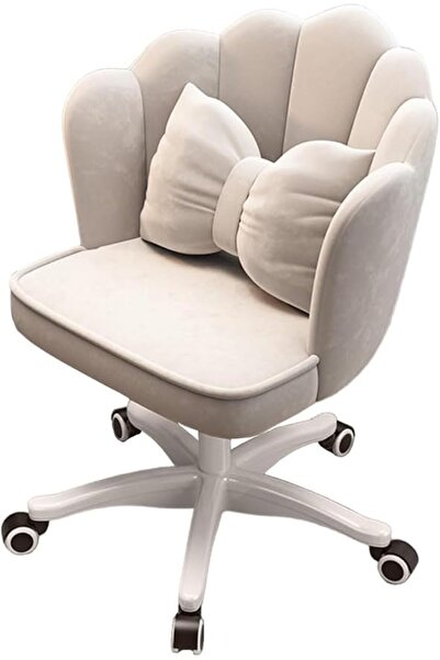 Arabest كرسي مكتب منزلي من اللاتكس، كرسي مكتب عصري قابل للتعديل والدوران، مزود بعجلات (لون أبيض ناصع)