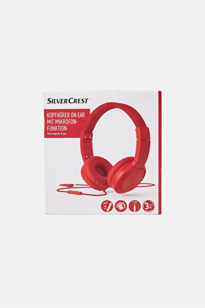 Silver Crest Headphones On-Ear With Microphone Remote Function Good, Red