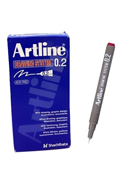 artline نظام رسم مكون من 12 قطعة، قلم أحمر/رمادي EK-232RD