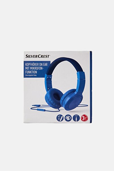 Silver Crest Headphones On-Ear With Microphone Remote Function Good, Blue
