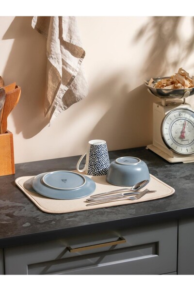 WOODCAP Mikrotex Dish Mat Super Absorbent Dish Drying Mat 43X35 cm Countertop Dish Mat Beige