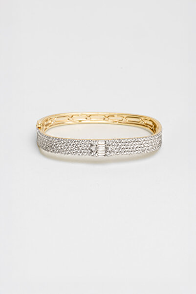 So CHIC... Işıltı Masalı 18 Ayar Sarı Altın Kaplama Gümüş Kelepçe Bileklik